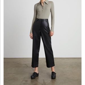 NEW Who What Wear Eli Relaxed Vegan Leather Trouser - S